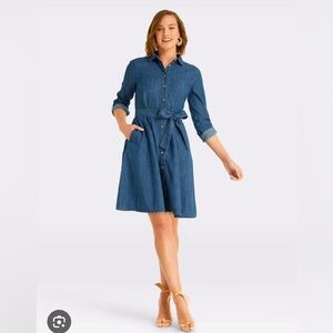 Draper James Chambray Shirt Dress Medium Wash